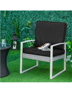 Outsunny Rattan Sofa Chair Cushion Set, 2 Piece, 1 Seat Pad and 1 Back Pillow, for Indoor and Outdoor Use, Black 84B-569V70BK 2