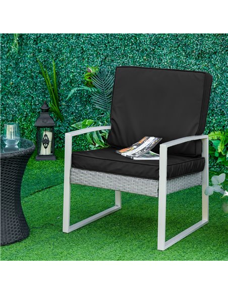 Outsunny Rattan Sofa Chair Cushion Set, 2 Piece, 1 Seat Pad and 1 Back Pillow, for Indoor and Outdoor Use, Black 84B-569V70BK - pic 63598 | FastDaddyshop
