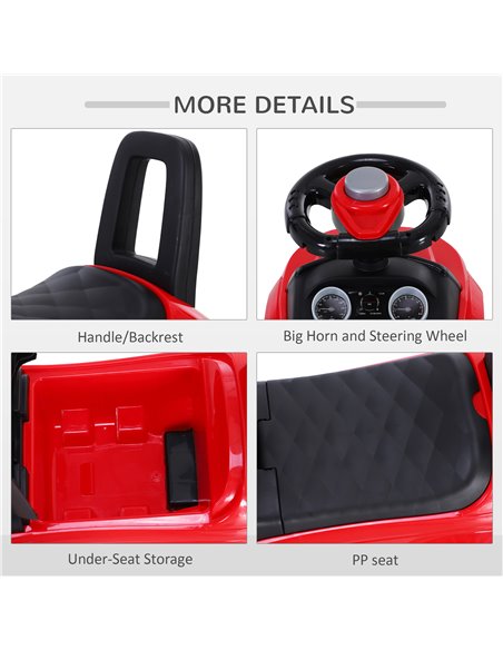 HOMCOM 3-in-1 Ride On Car Foot To Floor Slider Toddler w/ Horn Steering Wheel NO POWER Manual Under Seat Storage Safe Design Red - pic 6362 | FastDaddyshop