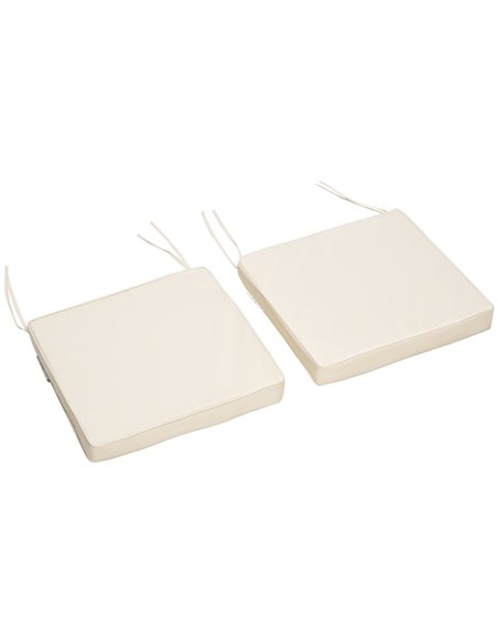 Outsunny Pair of Garden Chair Cushions with Ties, 45 x 45 cm, Replacement Pads for Patio Furniture, Cream White 84B-428V71CW - pic 63624 | FastDaddyshop