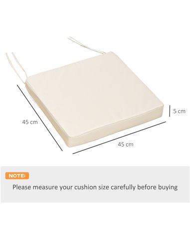 Outsunny Pair of Garden Chair Cushions with Ties, 45 x 45 cm, Replacement Pads for Patio Furniture, Cream White 84B-428V71CW