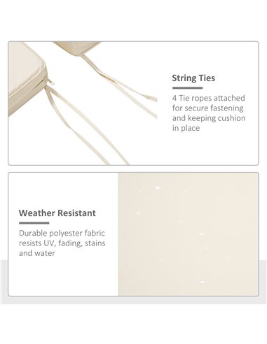 Outsunny Pair of Garden Chair Cushions with Ties, 45 x 45 cm, Replacement Pads for Patio Furniture, Cream White 84B-428V71CW