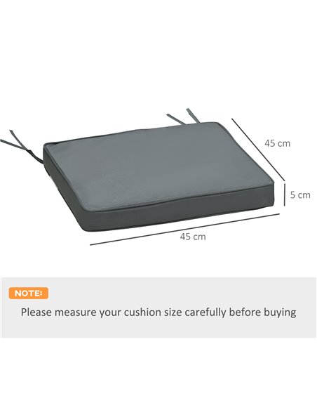 Outsunny Garden Chair Cushions, Set of 2 with Ties, 45 x 45 cm, Replacement for Outdoor Furniture, Dark Grey 84B-428V71CG - pic 63635 | FastDaddyshop