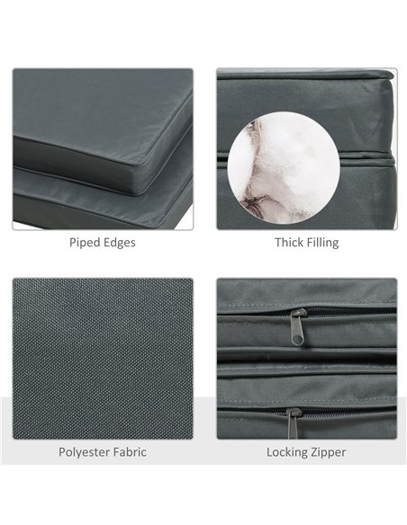 Outsunny Garden Chair Cushions, Set of 2 with Ties, 45 x 45 cm, Replacement for Outdoor Furniture, Dark Grey 84B-428V71CG - pic 63636 | FastDaddyshop
