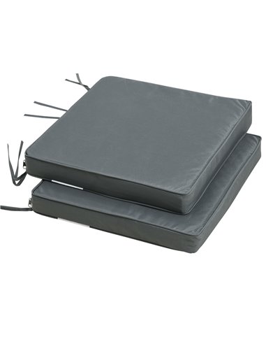 Outsunny Garden Chair Cushions, Set of 2 with Ties, 45 x 45 cm, Replacement for Outdoor Furniture, Dark Grey 84B-428V71CG