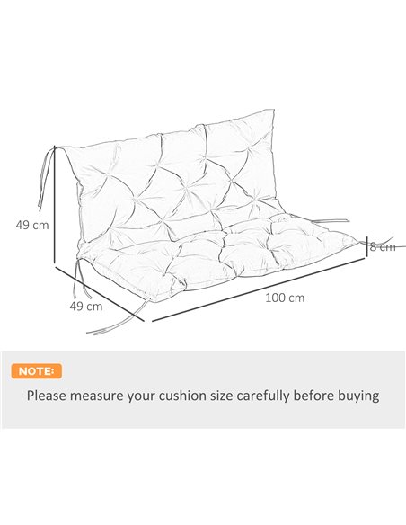 Outsunny 2 Seater Bench Cushion, Garden Chair Cushion with Back and Ties for Indoor and Outdoor Use, 98 x 100 cm, Black 84B-137V - pic 63644 | FastDaddyshop