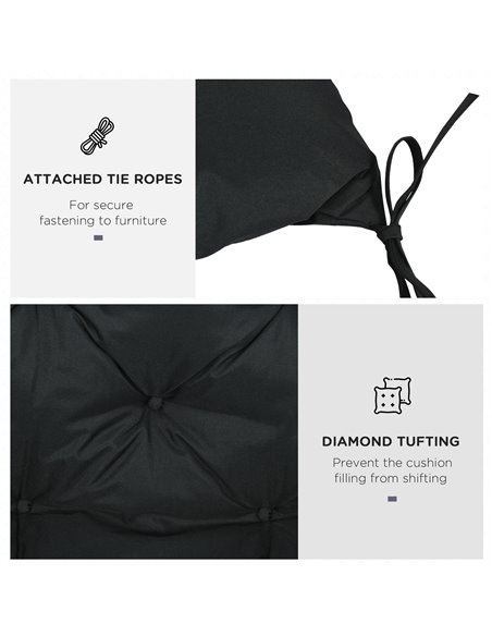 Outsunny 2 Seater Bench Cushion, Garden Chair Cushion with Back and Ties for Indoor and Outdoor Use, 98 x 100 cm, Black 84B-137V - pic 63647 | FastDaddyshop