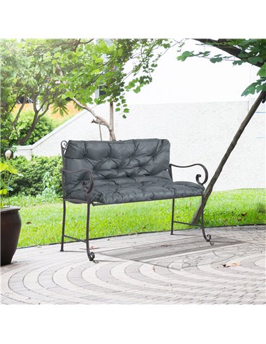 Outsunny 2 Seater Bench Cushion, Garden Chair Cushion with Back and Ties for Indoor and Outdoor Use, 98 x 100 cm, Dark Grey 84B-