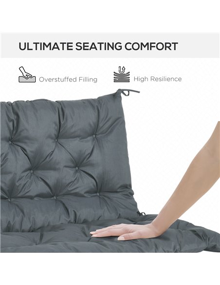 Outsunny 2 Seater Bench Cushion, Garden Chair Cushion with Back and Ties for Indoor and Outdoor Use, 98 x 100 cm, Dark Grey 84B- - pic 63673 | FastDaddyshop