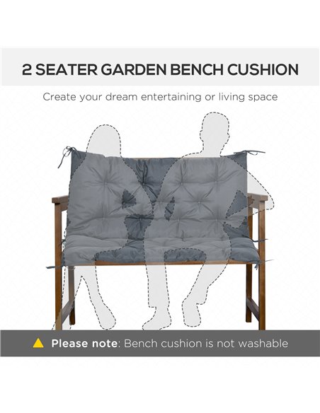 Outsunny 2 Seater Bench Cushion, Garden Chair Cushion with Back and Ties for Indoor and Outdoor Use, 98 x 100 cm, Dark Grey 84B- - pic 63675 | FastDaddyshop