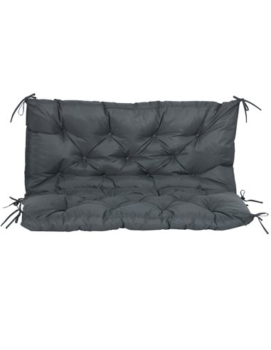 Outsunny 2 Seater Bench Cushion, Garden Chair Cushion with Back and Ties for Indoor and Outdoor Use, 98 x 100 cm, Dark Grey 84B-