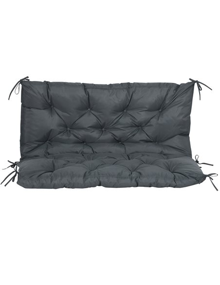 Outsunny 2 Seater Bench Cushion, Garden Chair Cushion with Back and Ties for Indoor and Outdoor Use, 98 x 100 cm, Dark Grey 84B- - pic 63676 | FastDaddyshop