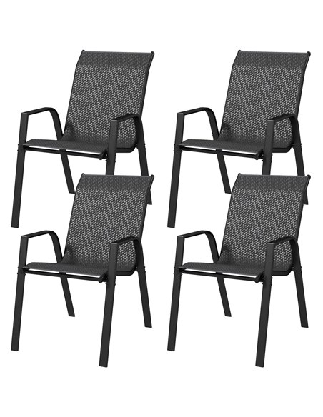 Outsunny Stackable Outdoor Rattan Chairs Set of 4 with Armrests and Backrest, Grey 861-073V00GY - pic 63678 | FastDaddyshop