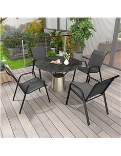 Outsunny Stackable Outdoor Rattan Chairs Set of 4 with Armrests and Backrest, Grey 861-073V00GY 2
