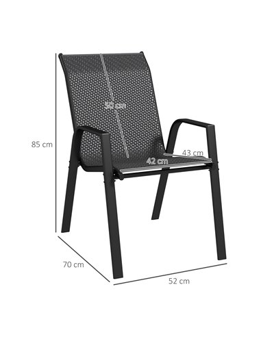 Outsunny Stackable Outdoor Rattan Chairs Set of 4 with Armrests and Backrest, Grey 861-073V00GY