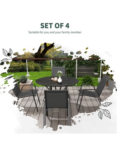 Outsunny Stackable Outdoor Rattan Chairs Set of 4 with Armrests and Backrest, Grey 861-073V00GY