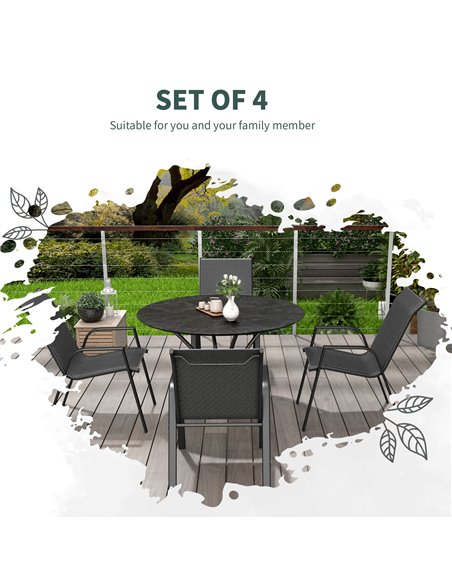 Outsunny Stackable Outdoor Rattan Chairs Set of 4 with Armrests and Backrest, Grey 861-073V00GY - pic 63681 | FastDaddyshop