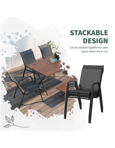 Outsunny Stackable Outdoor Rattan Chairs Set of 4 with Armrests and Backrest, Grey 861-073V00GY - pic 63682 | FastDaddyshop