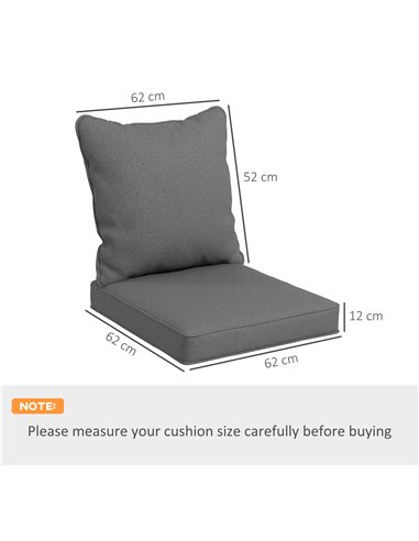 Outsunny Replacement Cushion Set, 1-Piece Back and Seat Pillow for Patio Chair, Indoor Outdoor Use, Charcoal Grey 84G-236V70CG