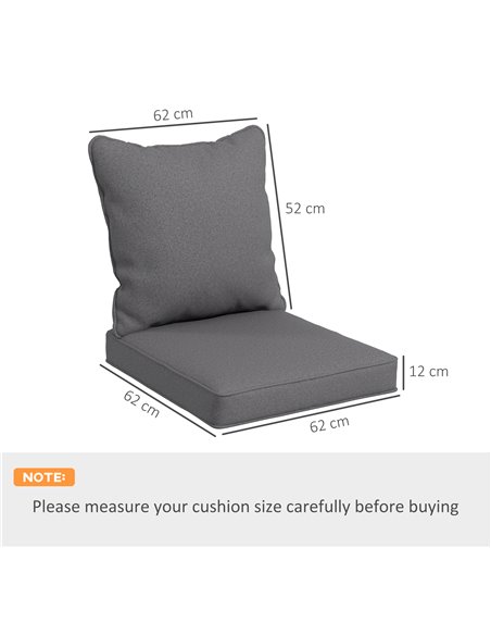 Outsunny Replacement Cushion Set, 1-Piece Back and Seat Pillow for Patio Chair, Indoor Outdoor Use, Charcoal Grey 84G-236V70CG - pic 63707 | FastDaddyshop