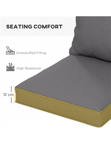 Outsunny Replacement Cushion Set, 1-Piece Back and Seat Pillow for Patio Chair, Indoor Outdoor Use, Charcoal Grey 84G-236V70CG