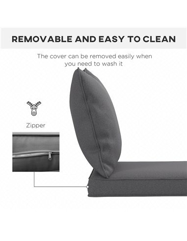 Outsunny Replacement Cushion Set, 1-Piece Back and Seat Pillow for Patio Chair, Indoor Outdoor Use, Charcoal Grey 84G-236V70CG