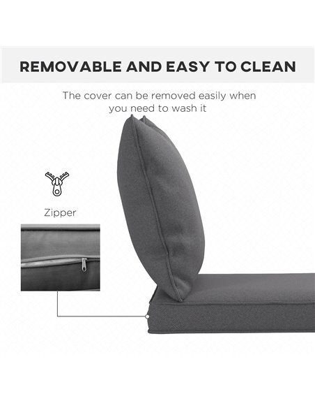 Outsunny Replacement Cushion Set, 1-Piece Back and Seat Pillow for Patio Chair, Indoor Outdoor Use, Charcoal Grey 84G-236V70CG - pic 63711 | FastDaddyshop