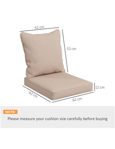 Outsunny Replacement Cushion Set for Patio Chair, Indoor Outdoor Back and Seat Pillow, Beige 84G-236V70BG