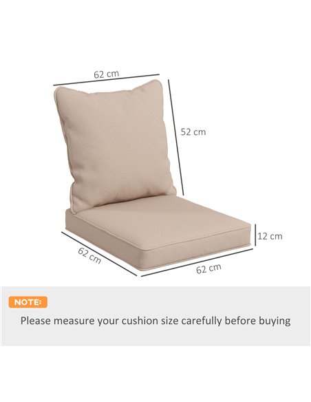 Outsunny Replacement Cushion Set for Patio Chair, Indoor Outdoor Back and Seat Pillow, Beige 84G-236V70BG - pic 63734 | FastDaddyshop