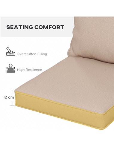 Outsunny Replacement Cushion Set for Patio Chair, Indoor Outdoor Back and Seat Pillow, Beige 84G-236V70BG