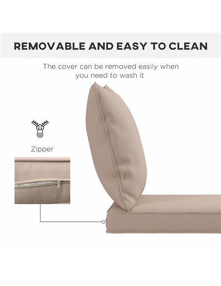Outsunny Replacement Cushion Set for Patio Chair, Indoor Outdoor Back and Seat Pillow, Beige 84G-236V70BG - pic 63738 | FastDaddyshop