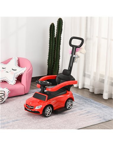 HOMCOM Toddlers Push Along Car Licensed PP Mercedes-Benz Ride On Stroller Red