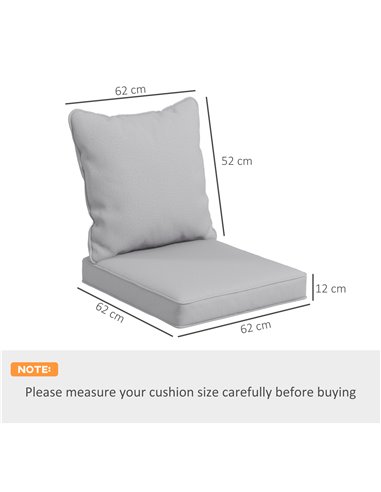 Outsunny Replacement Cushion Pillow for Patio Chair, Indoor Outdoor Seat and Back Cushion Set, Light Grey 84G-236V70LG
