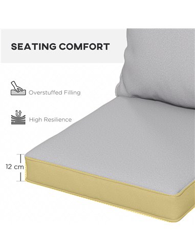 Outsunny Replacement Cushion Pillow for Patio Chair, Indoor Outdoor Seat and Back Cushion Set, Light Grey 84G-236V70LG
