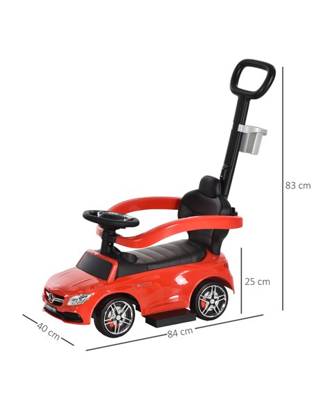 HOMCOM Toddlers Push Along Car Licensed PP Mercedes-Benz Ride On Stroller Red - pic 6375 | FastDaddyshop