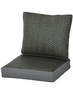 Outsunny Replacement Cushions for Patio Chairs, 2-Piece Back and Seat Pillow Set, Fabric & PE Rattan, Grey 84G-433V70GY