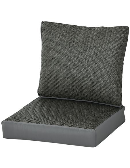 Outsunny Replacement Cushions for Patio Chairs, 2-Piece Back and Seat Pillow Set, Fabric & PE Rattan, Grey 84G-433V70GY - pic 63750 | FastDaddyshop