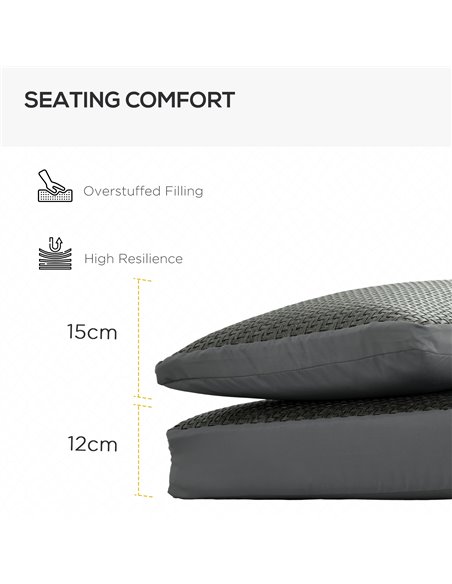 Outsunny Replacement Cushions for Patio Chairs, 2-Piece Back and Seat Pillow Set, Fabric & PE Rattan, Grey 84G-433V70GY - pic 63754 | FastDaddyshop
