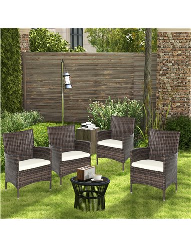 Outsunny 4 PC Rattan Chair Set, Patio Sofa Chairs Set, Cushioned Outdoor Rattan Furniture 861-004V72CF