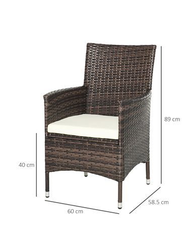 Outsunny 4 PC Rattan Chair Set, Patio Sofa Chairs Set, Cushioned Outdoor Rattan Furniture 861-004V72CF