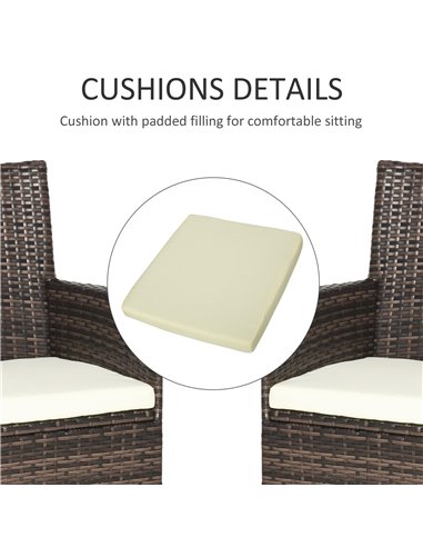 Outsunny 4 PC Rattan Chair Set, Patio Sofa Chairs Set, Cushioned Outdoor Rattan Furniture 861-004V72CF