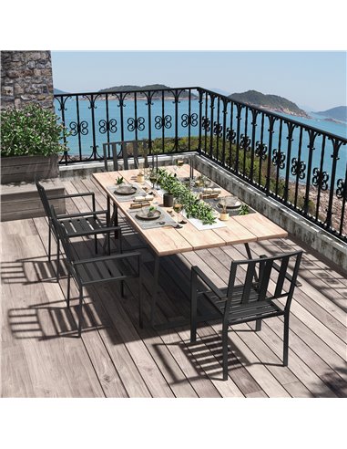 Outsunny 4 PCs Patio Dining Chairs with Metal Slatted Design, Black 84G-279V01BK