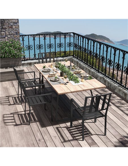 Outsunny 4 PCs Patio Dining Chairs with Metal Slatted Design, Black 84G-279V01BK - pic 63778 | FastDaddyshop