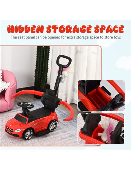 HOMCOM Toddlers Push Along Car Licensed PP Mercedes-Benz Ride On Stroller Red - pic 6378 | FastDaddyshop