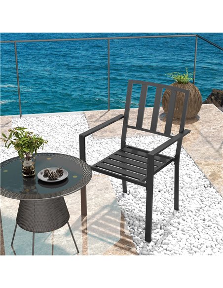 Outsunny 4 PCs Patio Dining Chairs with Metal Slatted Design, Black 84G-279V01BK - pic 63783 | FastDaddyshop