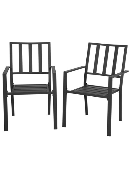 Outsunny Patio Dining Chairs, Metal Slatted, Durable & Weather-Resistant, Sleek Black 84G-279V00BK - pic 63786 | FastDaddyshop