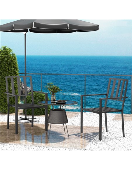 Outsunny Patio Dining Chairs, Metal Slatted, Durable & Weather-Resistant, Sleek Black 84G-279V00BK - pic 63787 | FastDaddyshop