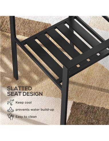 Outsunny Patio Dining Chairs, Metal Slatted, Durable & Weather-Resistant, Sleek Black 84G-279V00BK