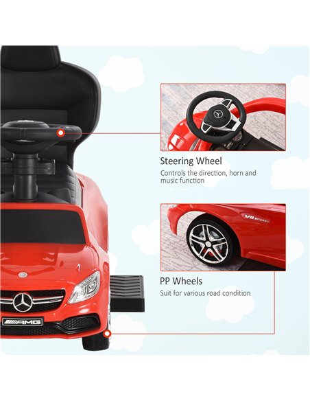 HOMCOM Toddlers Push Along Car Licensed PP Mercedes-Benz Ride On Stroller Red - pic 6379 | FastDaddyshop