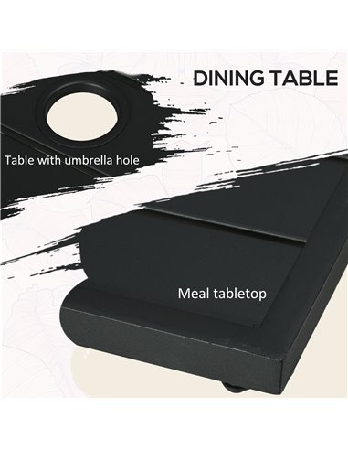 Outsunny 5-Piece Outdoor Dining Set with Cushions, Metal Table & 4 Stackable Chairs, Umbrella Hole, Black 84G-280V70BK
